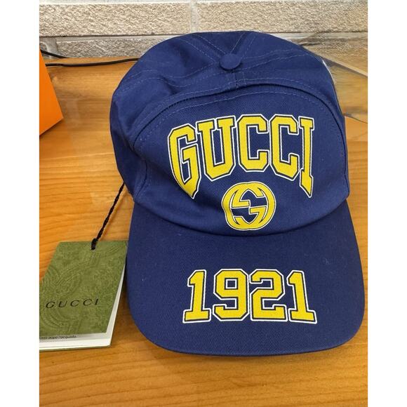 GUCCI 1921 Blue Cotton Baseball Cap Hat M Gregoire Size M (58 cm) NWT - Picture 3 of 8